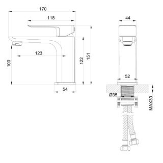 Смеситель для раковины Wonzon & Woghand Edge WW-88139003-CR хром